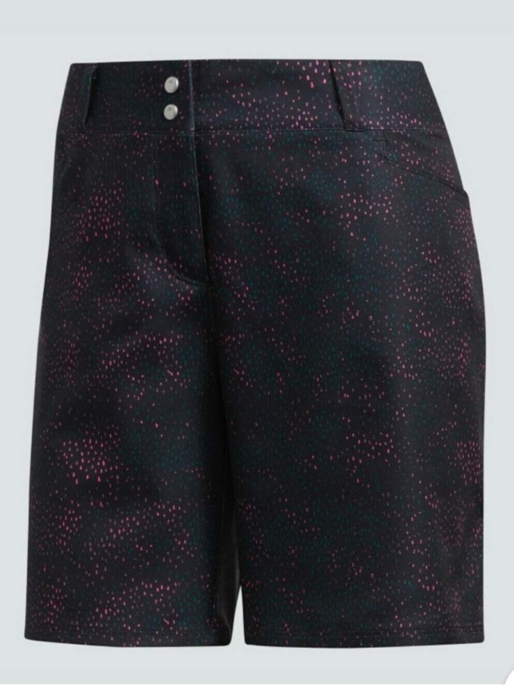 adidas Women's 7 inch golf bold black Shorts with Pink Dot Print